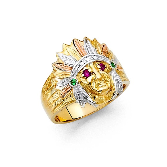 14K Tri Color CZ Men's Ring